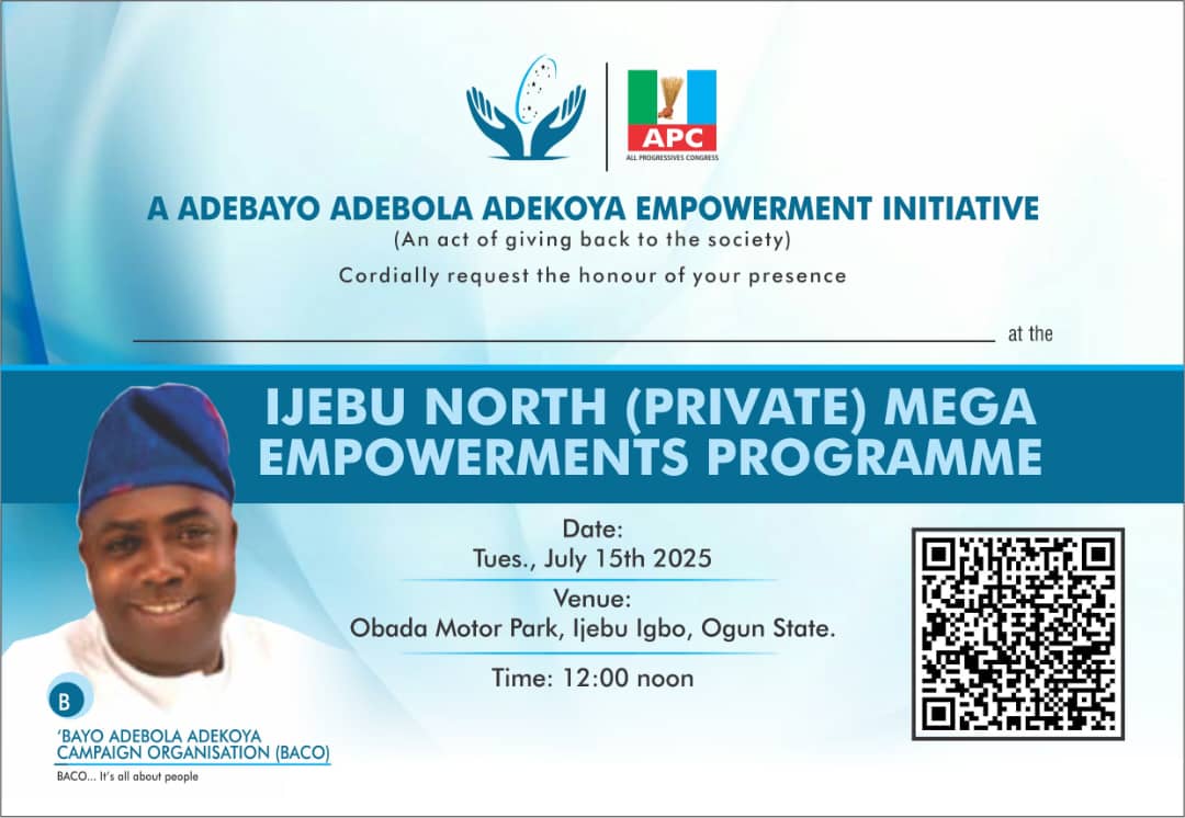 Hon. Adebayo Adekoya Set to Host Mega Empowerment Programme in Ijebu North